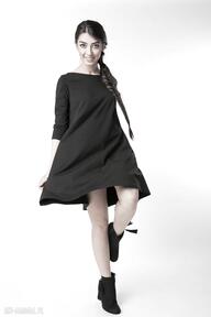 L XL sukienka typu klosz wiosenna czarna nashani bawełna, dzianina, eko, wiosna, luźna