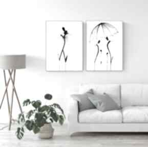 Obrazy ręcznie malowane: grafiki do salonu, sypialni czarno białe: nowoczesne
