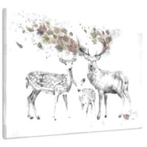 Obraz na płótnie - 120x80cm pejzaż jelenie jesienią 02275 wysyłka w 24h ludesign gallery