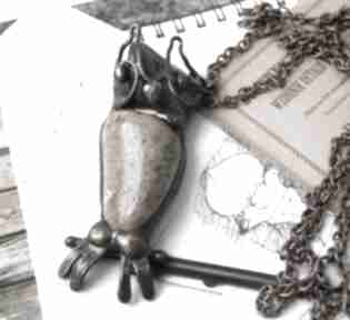 Naszyjnik sowa wisiorki witrażka, wisiorek jaspis, kamień, mokait amulet, figurka symbol