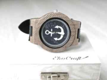 Drewniany zegarek kotwica zegarki eko craft, marynistyczny, marynarski, ekologiczny, morze