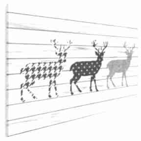 Obraz na płótnie - wzory 120x80 cm 36301 vaku dsgn jelenie, skandynawski, deski, pepitka