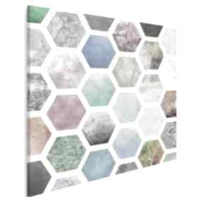 Obraz na płótnie - kolorowy geometria w kwadracie 80x80 cm 40602 vaku dsgn miód, plastry
