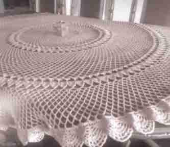 Duży okrągły arte dania obrus, ręcznie robiony, serwetka, z bawełny