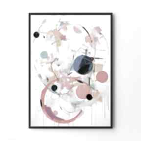 Plakat abstrakcja kosmicznie kolorowa - A4 plakaty hogstudio, do sypialni, salonu, geometria