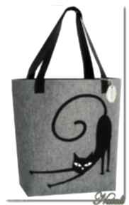Bardzo duża szara, xxl minimalistyczna torebka z aplikacją 3d - natali na ramię torba - filc