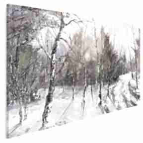 Obraz na płótnie - 120x80 cm 62601 vaku dsgn zima, drzewa, las, śnieg, kolorowy