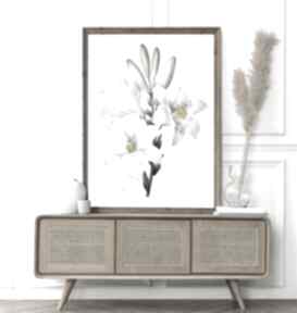 White flowers - plakat 40x50 cm plakaty hogstudio, do sypialni, biura, salonu, kwiaty