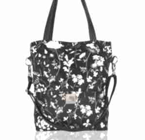Piękna czarna torebka w kwiatowy wzór - łąka bags philosophy letnia, jesienna, pojemna