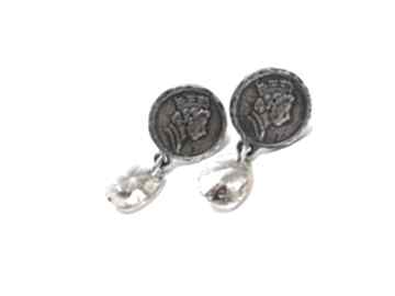 Numizmaty vol 11 - kolczyki katia i krokodyl srebro 925, monety, swarovski