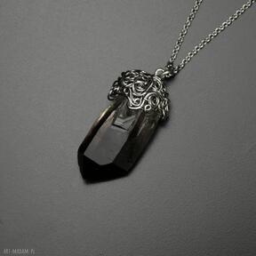 Wisiorek talizman surowy kwarc dymny wire wrapping kryształ ze szpicem wisiorki agata rozanska