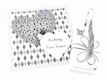 Prezent dla nauczycielki - zestaw z motylem, personalizacja scrapbooking kartki wrzosowisko