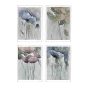 Kwiaty cztery akwarele paulina lebida, papier - farby