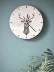 Zegar z drewna dębowy jeleń żywica epoksydowe, dąb, czarny zegary wood craft
