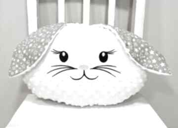 Ozdobna haftowana poduszka dla dziecka, biały królik, wystrój sypialni, z minky pokoik tiny art