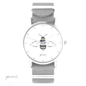 szary, zegarki yenoo zegarek, bransoletka, nato, pszczoła, unikatowy, prezent
