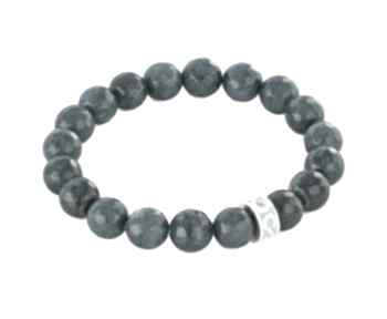 Navy blue jade with mint bead jadeit koralik bransoletka gumce