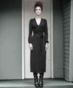 Mila black night - elegancka sukienka milita nikonorov oryginalna, kopertowa
