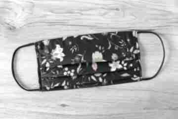 Maseczka bawełniana - rajskie kwiaty na czarnym tle maseczki