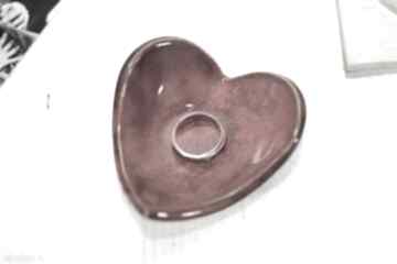 Ceramiczna miseczka na biżuterię - miłość ceramika fingers art serce - czerwone, obrączki