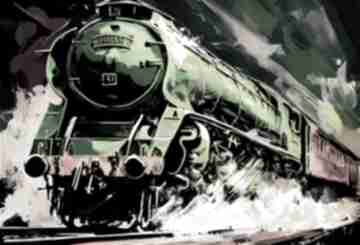 Obraz na płótnie lokomotywa pociąg zielony 120x80cm prawie jak snowpiercer ale obrazy