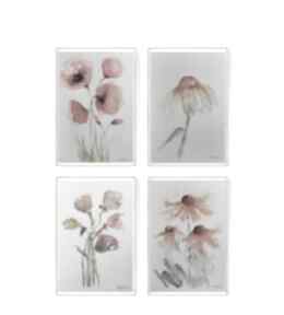 Kwiaty cztery akwarele paulina lebida, papier, farby
