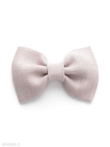 Spinka do linen bow dusty pink dla dziecka momilio art włosów, kokarda