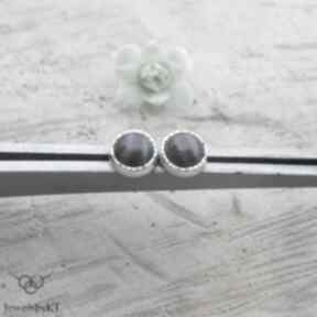 Kropki krzemienia 6mm - jewelsbykt srebrne kolczyki, okrągłe wkrętki, sztyfty, krzemień