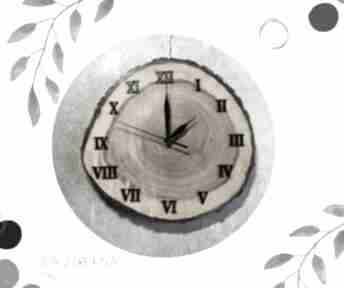 Drewniany zegar z plastra drewna wiązu - 30 cm zegary cuda, z wiąz