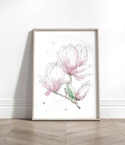 wydruk plakaty pracownia kotelek magnolie, obraz kwiaty, dzień mamy, obrazy, akwarele