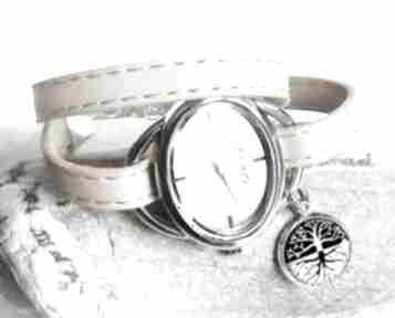 Modny zegarek z zawieszką na bransolecie ze - magic tree zegarki gala vena skóra, skórzany