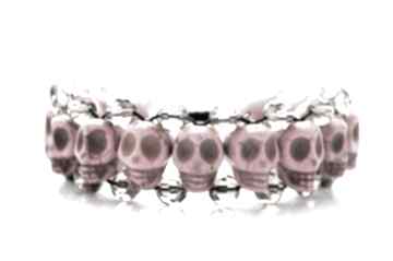 Bransoletka pink skull js jewelery czaszki, róż, sznurek