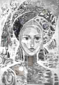 Obraz ręcznie malowany, na płótnie kobieta twarz, postać