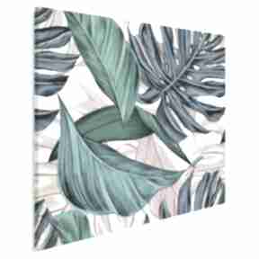 Obraz na płótnie - kolorowy w kwadracie 80x80 cm 92302 vaku dsgn liście, tropikalny, bananowiec