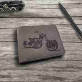 Prezent dla miłośnika, kierowcy motocykla portfel skórzany z luniko leather goods z grawerem