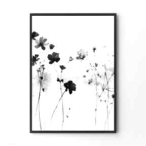 Plakat biało czarne kwiaty - format A4 plakaty hogstudio, elegancki dla kobiety