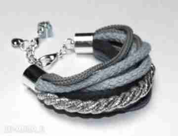 Niebiesko srebrna bransoletka ze sznurków bawełnianych i poliestrowych mania design, serce
