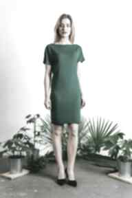 Zielona sukienka rozmiar L i XL ewa bednarska, butelkowa zieleń, dzianinowa, wygoda, polska