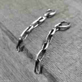 Kolczyki - masywny łańcuch II irart srebro oksydowane, 925, łańcuszek