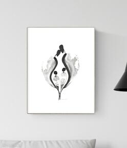 Grafika A4 malowana ręcznie, abstrakcja, styl skandynawski, czarno biała, 2822932 art krystyna
