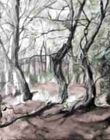 Obraz akrylowy ręcznie malowany na płōtnie, " adventure" ewa mościszko krajobraz, las, drzewa