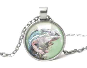 Kameleon - medalion z łańcuszkiem naszyjniki eggin egg, natura, jaszczurka, prezent