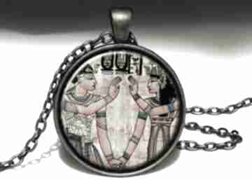 Egipskie - duży z łańcuszkiem naszyjniki eggin egg hieroglify, egipt, antyczny, medalion