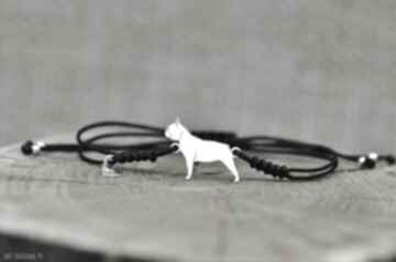 Buldog francuski - bransoletka, srebro 925 pasją i pędzlem pies, buldożek, biżuteria z psem