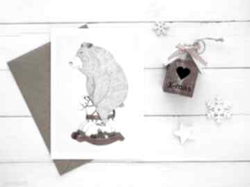 Pomysł na prezenty: bożonarodzeniowa "niedźwiedź na koniku" bednarczyk ilu kartka świąteczna
