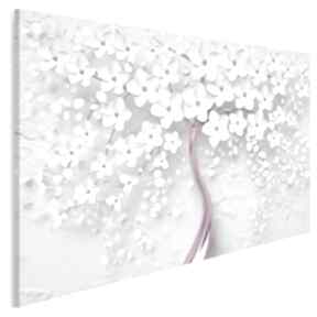Obraz na płótnie - drzewo biały różowy kwiaty 120x80 cm 98403 vaku dsgn, natura, roślina