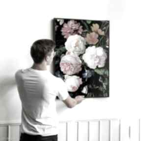 Plakat w kwiaty vintage - format 40x50 cm plakaty hogstudio w czarnej ramie, rama, obramowany