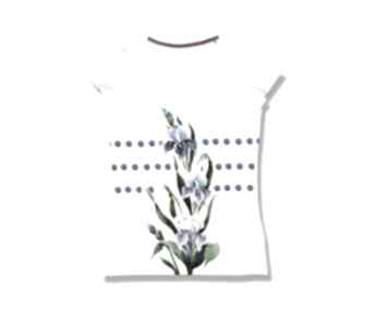 Bawełniana ręcznie zdobiona bluzka w kwiaty i kropki koszulki