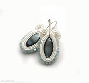 Kolczyki sutasz z masą perłową si su soutache, perła, eleganckie, sznurek, turkus