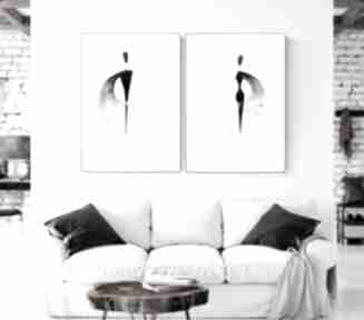 Zestaw 2 grafik 50x70 cm wykonanych ręcznie, abstrakcja, elegancki minimalizm, obraz do salonu